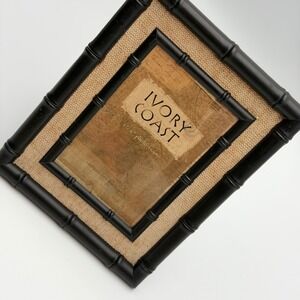 New View Ivory Coast Faux Bamboo Burlap 4x6 Photo Frame Black Coastal Tropical
